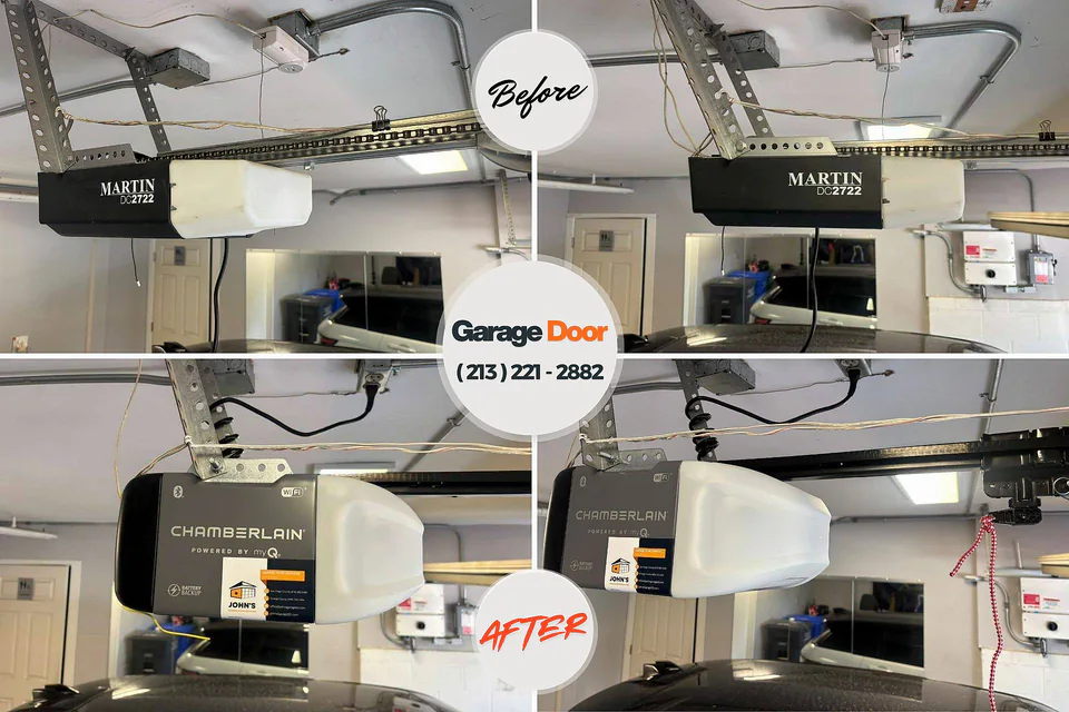 Before and after: garage door repair Burlingame, KS